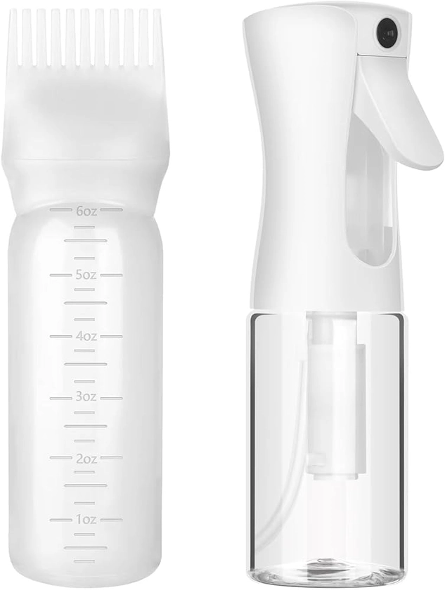 Amazon.com : Nakraly Continuous Spray Bottle and Root Comb Applicator Bottle, Hair Oil Applicator Bottle Water Mister for Hairstyling (White) : Beauty & Personal Care