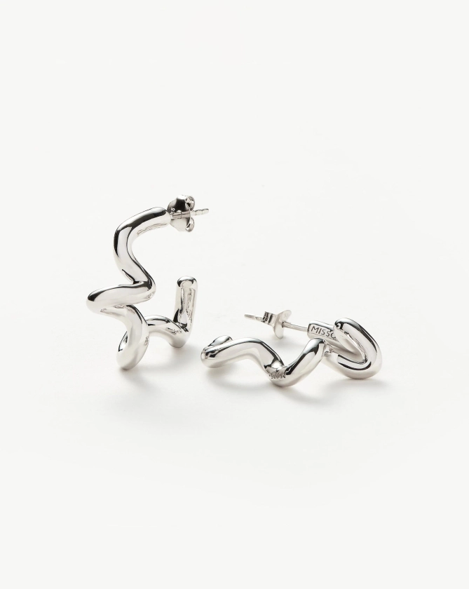 Squiggle Medium Hoop Earrings | Sterling Silver