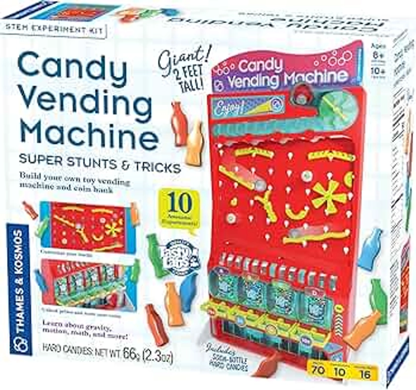 Thames & Kosmos 2-ft Tall Candy Vending Machine STEM Kit | Build Toy Vending Machine with 10 Gravity & Motion Experiments | Coin Sorting Bank | Math & Engineering Lessons