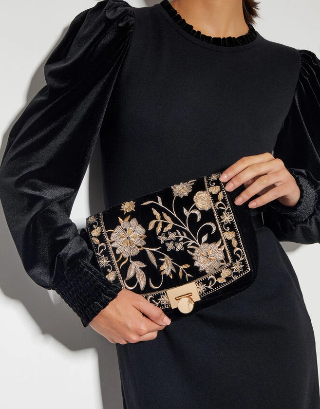 Lara Embroidered Velvet Bag