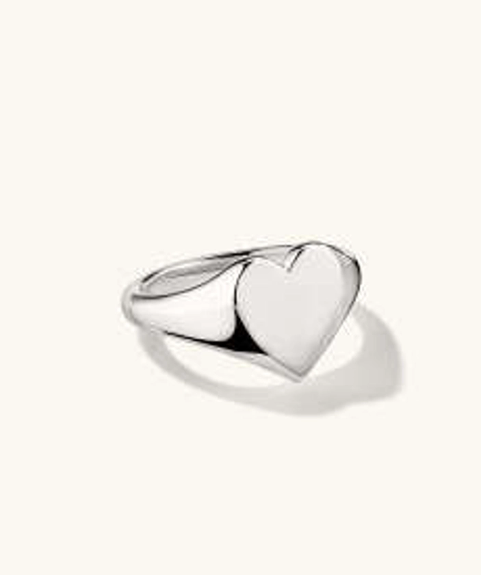 Large Heart Signet Silver