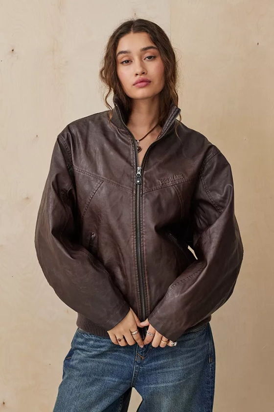 BDG Faux Leather Bomber Jacket