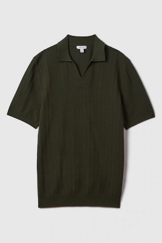 Buy Reiss Hunting Green Mickey Textured Modal Blend Open Collar Shirt from the Next UK online shop