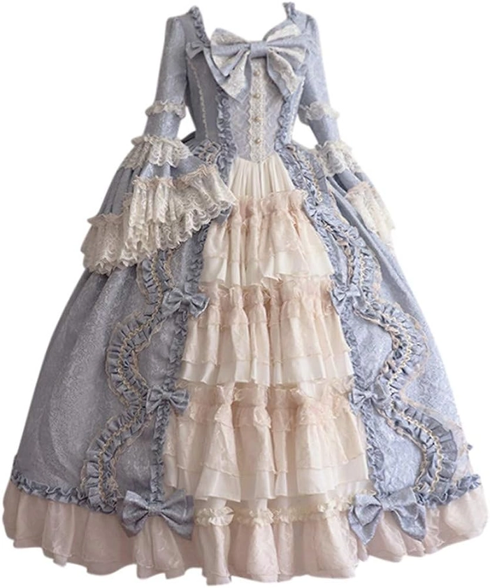 SHOPESSA Women's Victorian Gown French Lolita Dress Princess Costume Renaissance Dress Flare Sleeve Court Cosplay
