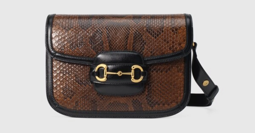 Gucci - Australia Exclusive Gucci Horsebit 1955 small shoulder bag with python