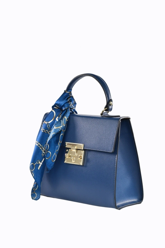 Borsa Marigold in pelle Saffiano Blu Navy