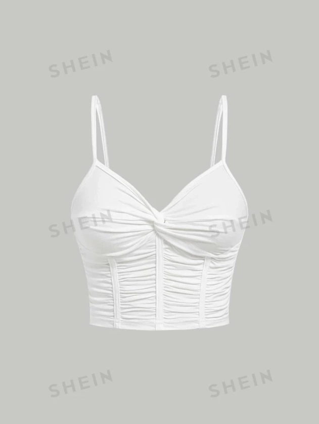 SHEIN MOD Twist Front Ruched Corset Structure Cami Top | SHEIN UK