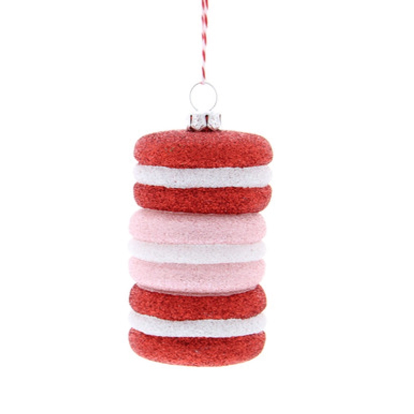 Festive Pink and Red Macaroons Stack Decoration - 8cm