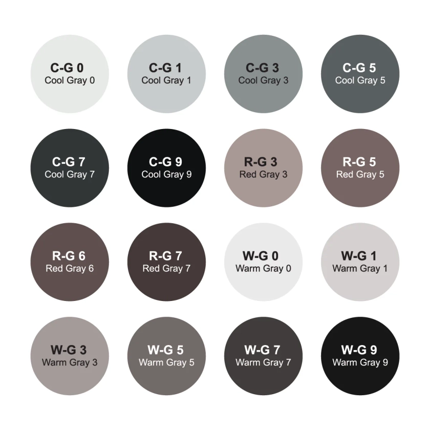 16 Color Brush Grays Collection 1