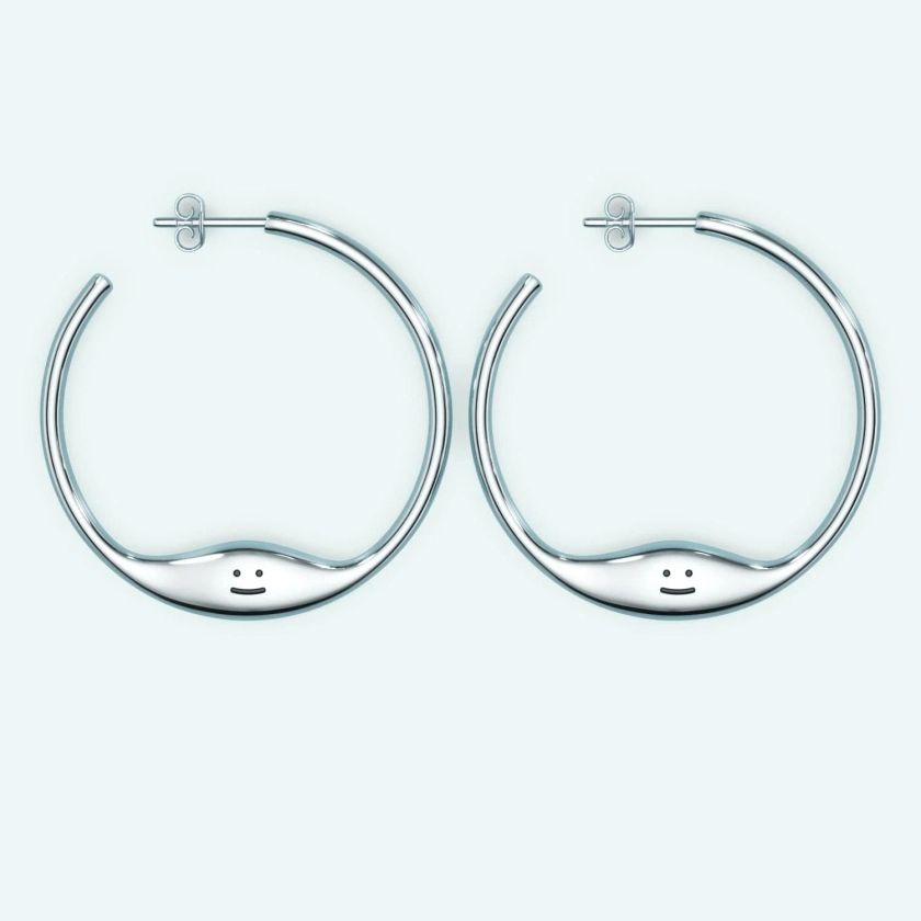 STUDIOCULT Unisex Stainless Steel Happy Hoop Earrings - Retro Jewelry