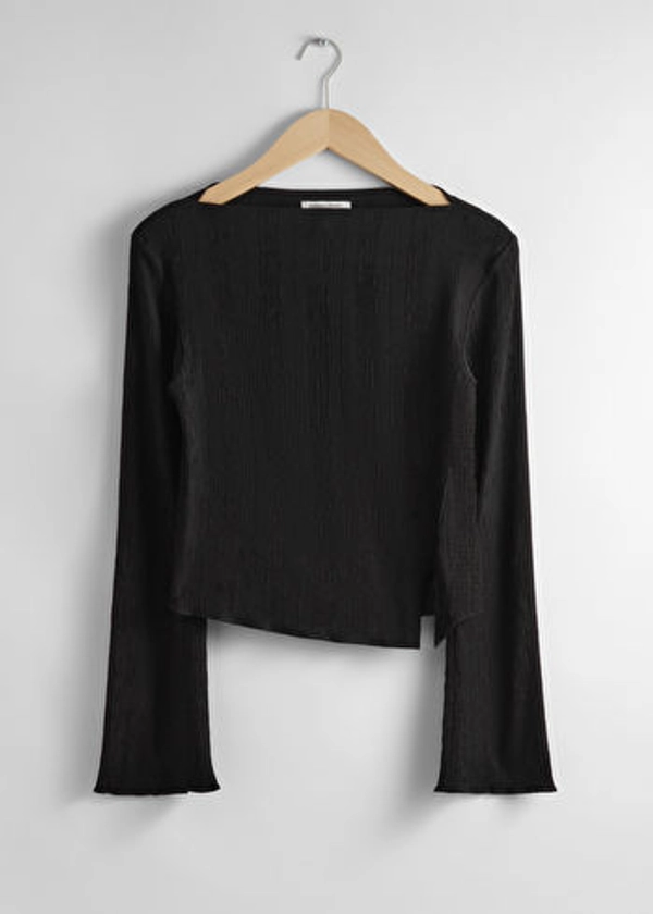 Cropped Asymmetric Frilled Top - Black - & Other Stories PT