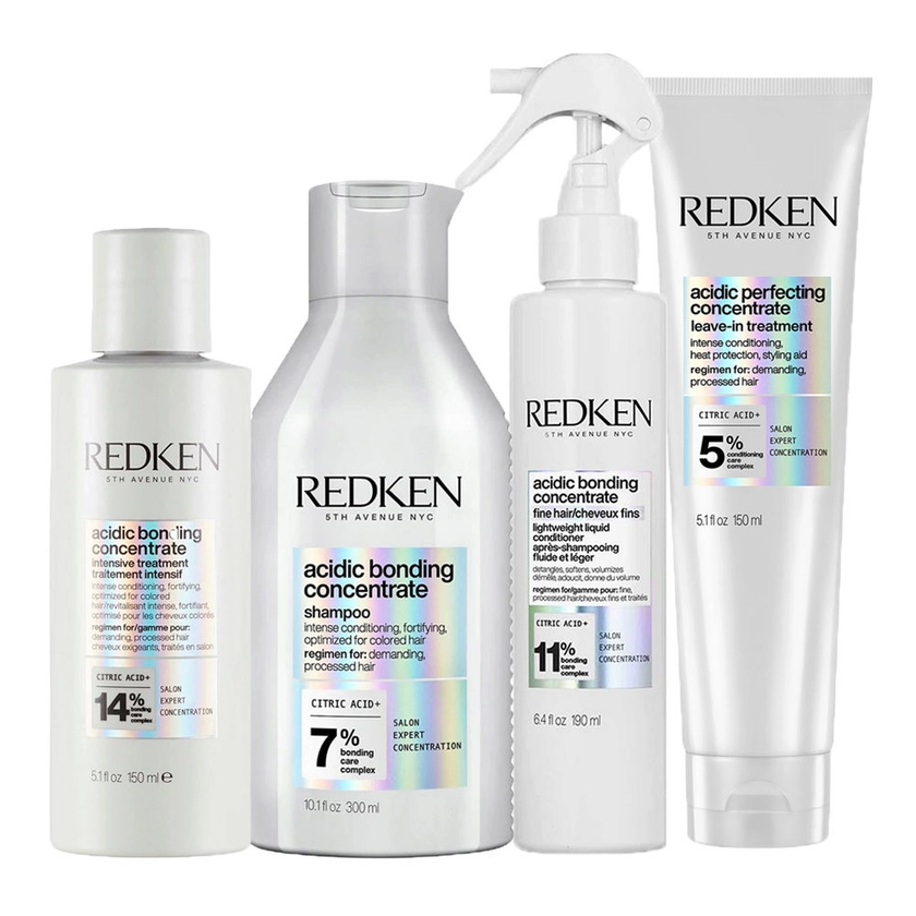 Redken Acidic Bonding Concetrate Pre Treatment 150ml Shampoo300ml Liquid Conditioner190ml Leave-in Treatmement150ml | Hair Gallery