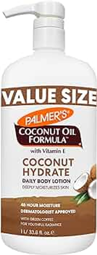Palmer's Coconut Oil Formula Body Lotion for Dry Skin, Hand & Body Moisturizer with Green Coffee Extract & Vitamin E, Value Size Pump Bottle, 33.8 Fl Oz (Pack of 1)