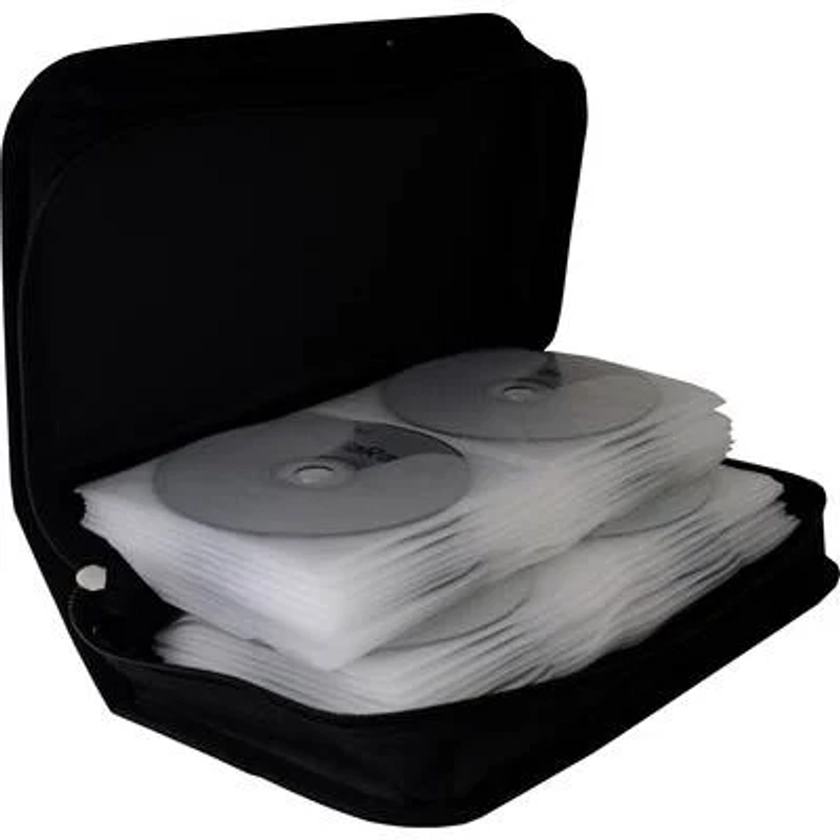 Pochette CD MediaRange BOX55 96 CDs/DVDs/disques Blu-ray Nylon® noir (l x H x P) 289 x 88 x 168 mm 1 pc(s) - Conrad Electronic France