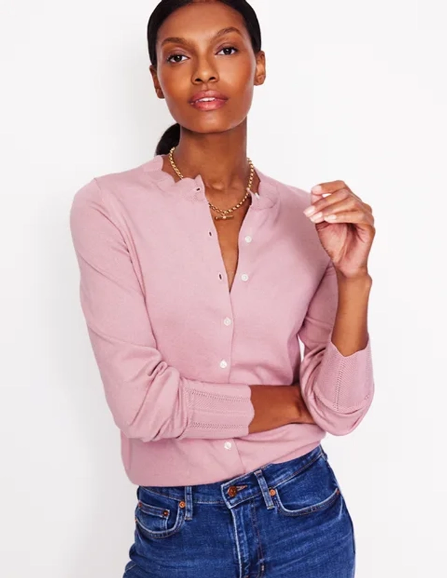 Imi Scalloped Cardigan - Quartz Pink | Boden US