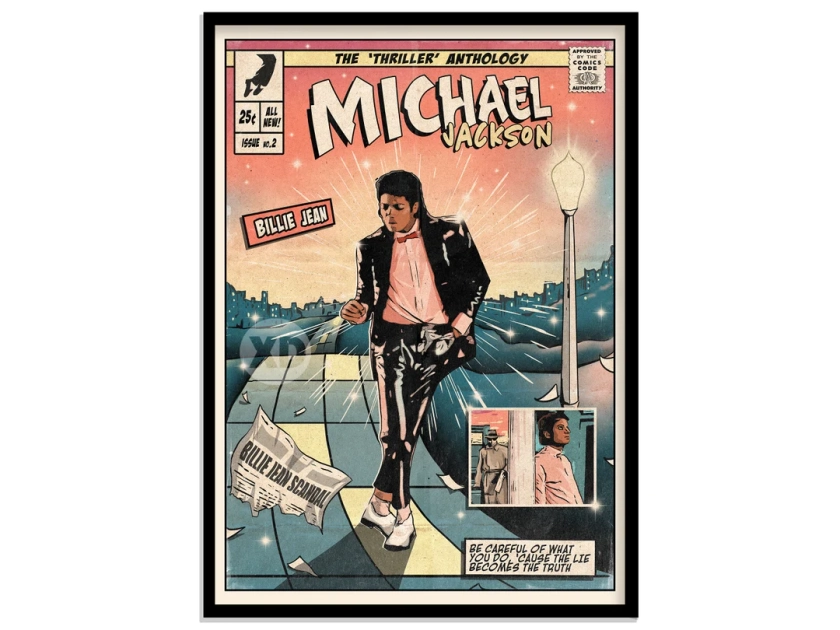 Michael Jackson Couverture de bande dessinée vintage Billie - Etsy France