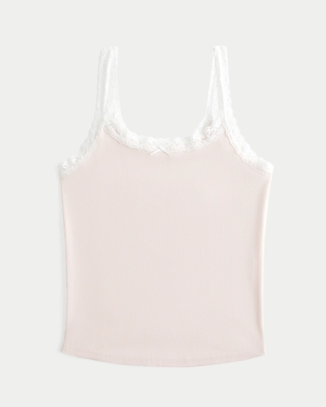 Women's Ribbed Lace Trim Cami | Women's Tops | HollisterCo.com