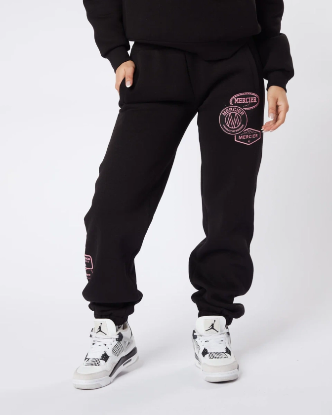 Womens Black Pink OG Badge Mercier Joggers