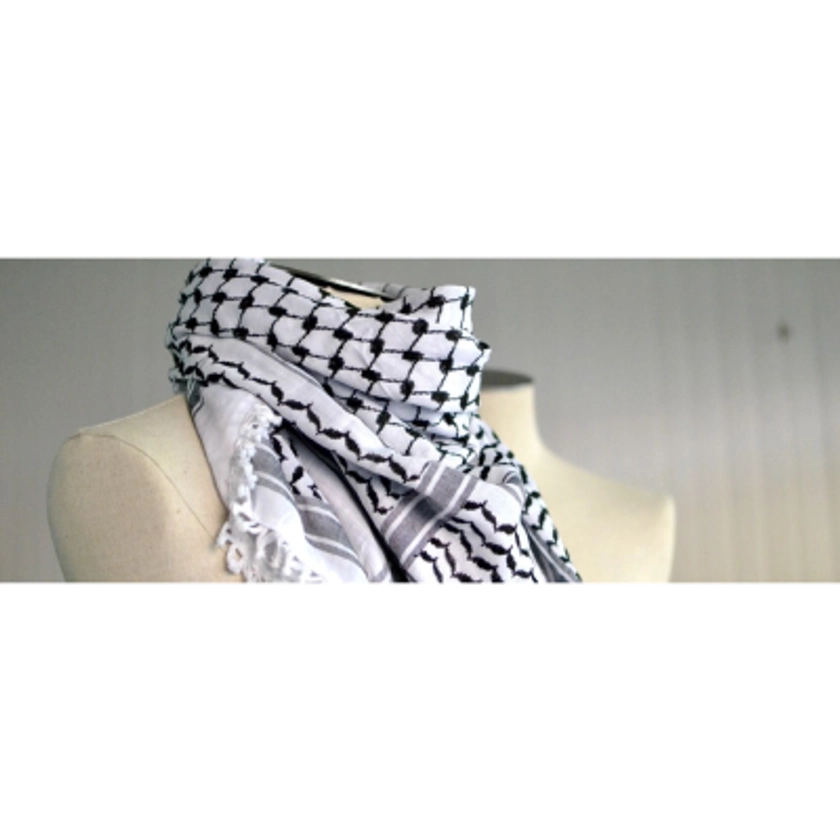 Keffieh palestinien original noir et blanc (ARAFAT) en précommande