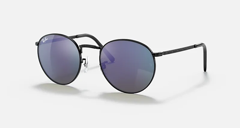 Les lunettes de soleil NEW ROUND en Noir et Vert effet miroir Bleu - RB3637 | Ray-Ban® FR