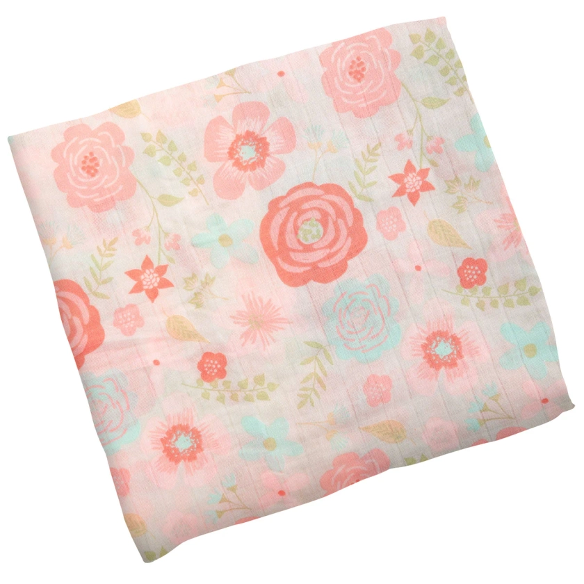 Cotton Muslin Baby Blanket - Coral Flower