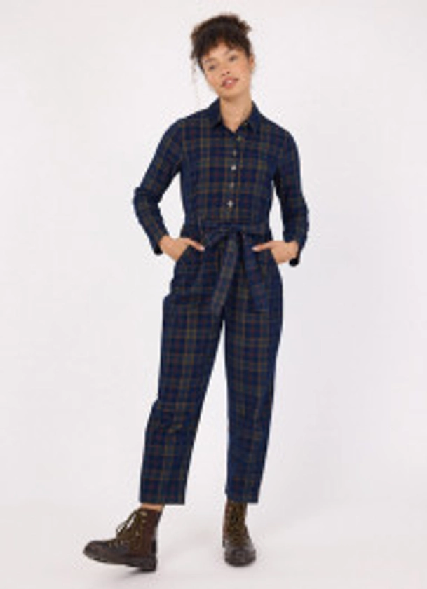 Ethel Corduroy Woven Check Jumpsuit