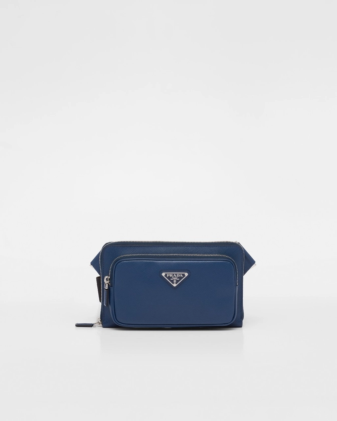 Sac Banane En Cuir Saffiano Bleu Armée De L’air | PRADA