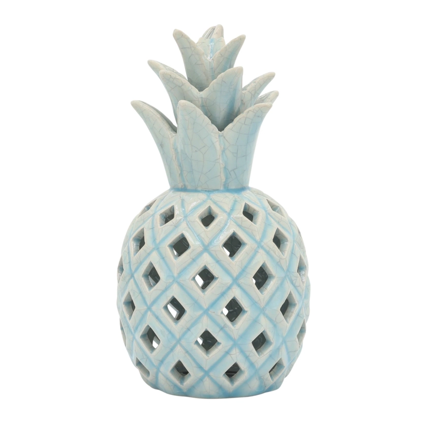 10" Pineapple Decor Sculpture - Seafoam Green Cut-Out Pineapple Statue for Creative Home or Office Decor - Contemporary Home Accent Beach Theme