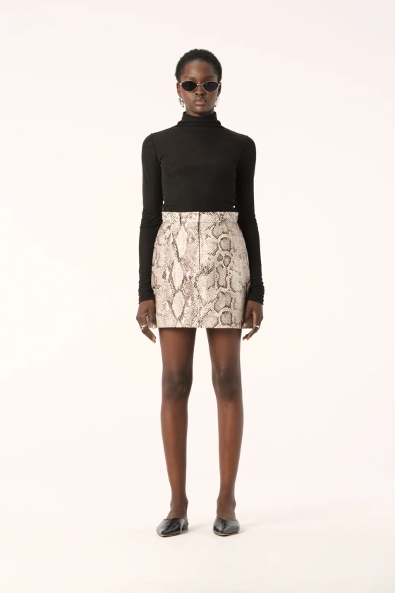 Koto Snake Print Vegan Leather Mini Skirt – Elka Collective