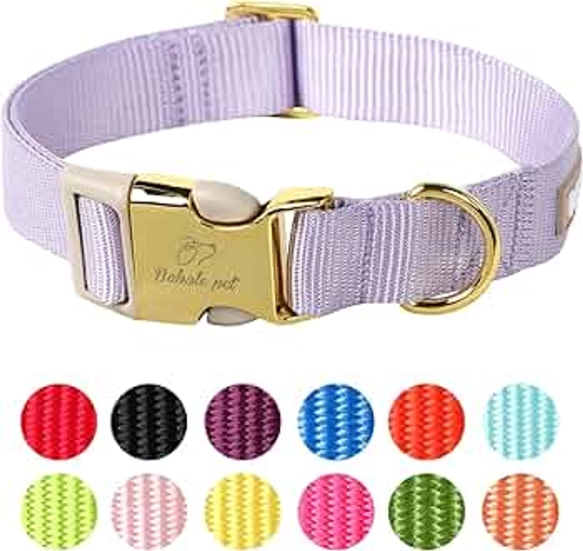 Babole Nylon Dog Collars Lavender for Small Puppy Dog,13 Colors,Adjustable Soft Comfortable Pet Collars with Safety Metal Buckle for Medium Large Boy&Girl&Female Dog(XS)