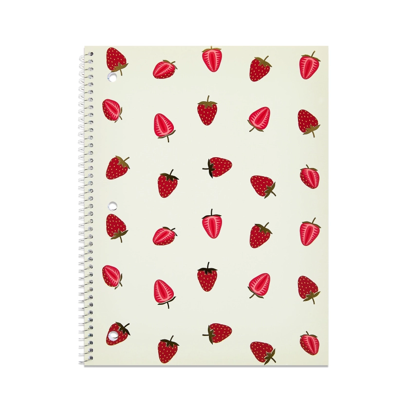 Pen + Gear College Ruled 1-Subject Notebook, 8" x 10.5", 80 Sheets, Strawberries, Cream
