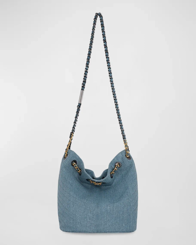 Rebecca Minkoff Chain Drawstring Denim Bucket Bag