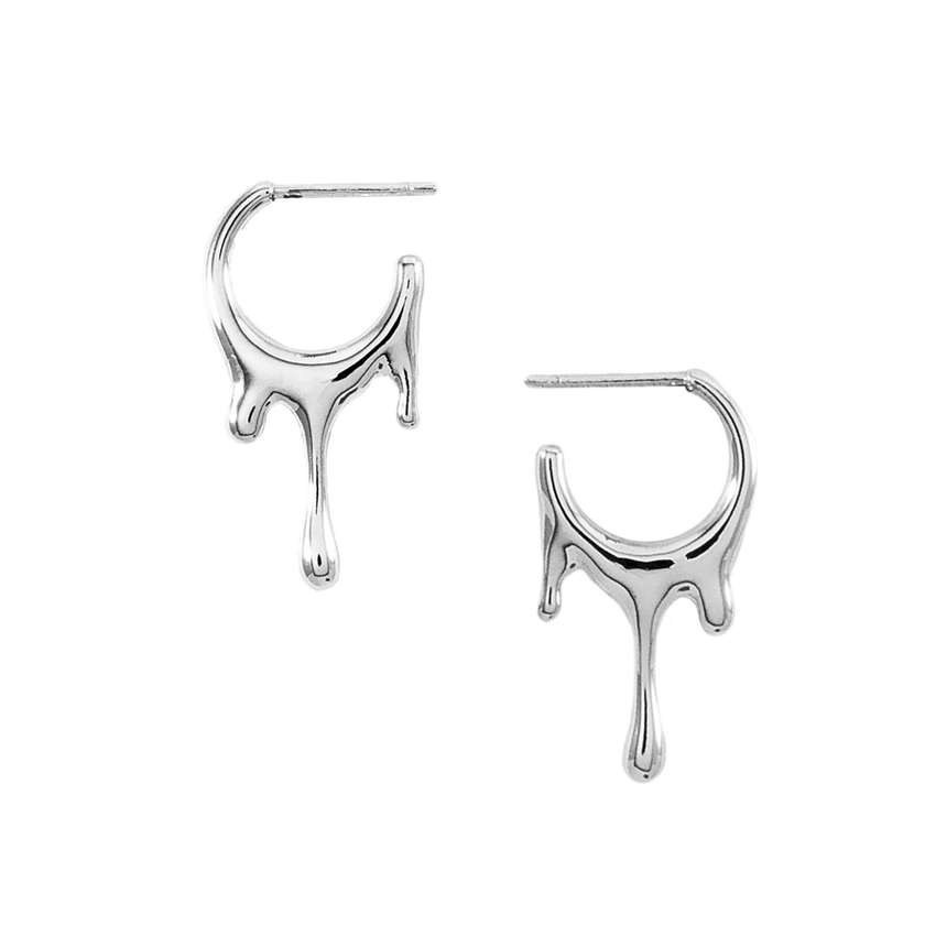 Dripping Circular Sterling Silver Xs Hoop Earrings by MARIE JUNE Jewelry