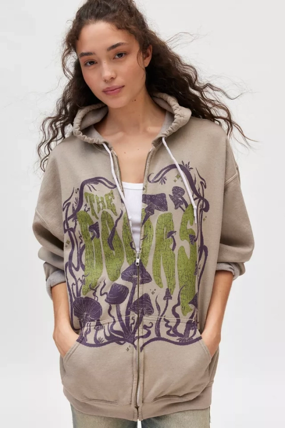 The Doors Mushroom Graphic Zip-Up Hoodie Sweatshirt