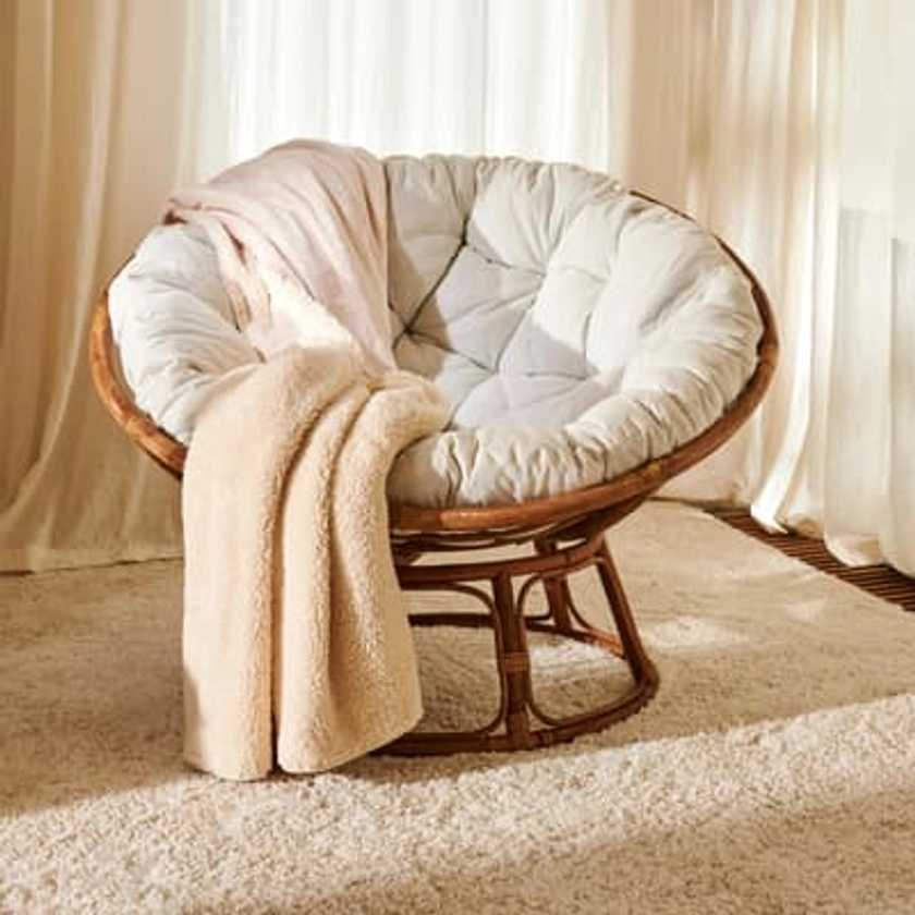 PAPASAN Chaise Lounge naturel, blanc cassé H 85 x Larg. 102 x P 110 cm - Ø 113 cm | CASA