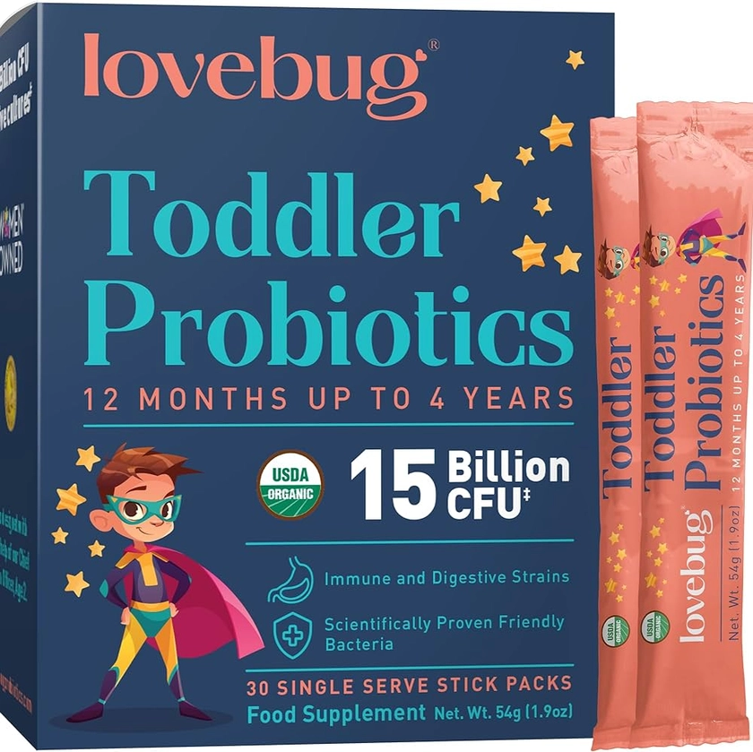 Lovebug Award Winning Probiotic for Toddlers & Kids | Multi-Strain 15 Billion CFU | Easy-to-Take Powder | Sugar Free | Ages 12 Months to 4 Years | 30 Packets : Amazon.co.uk: Health & Personal Care