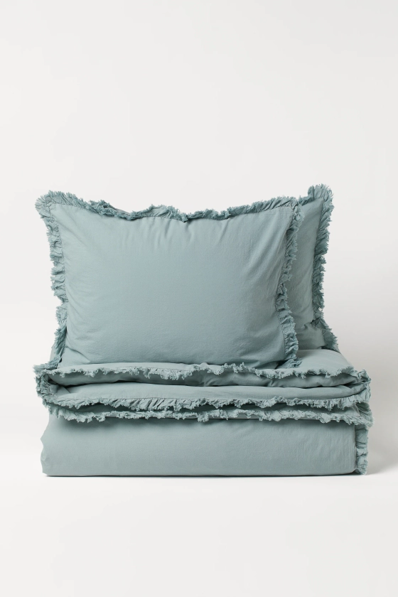 Parure de couette lit double à volant - Grège - Home All | H&M FR