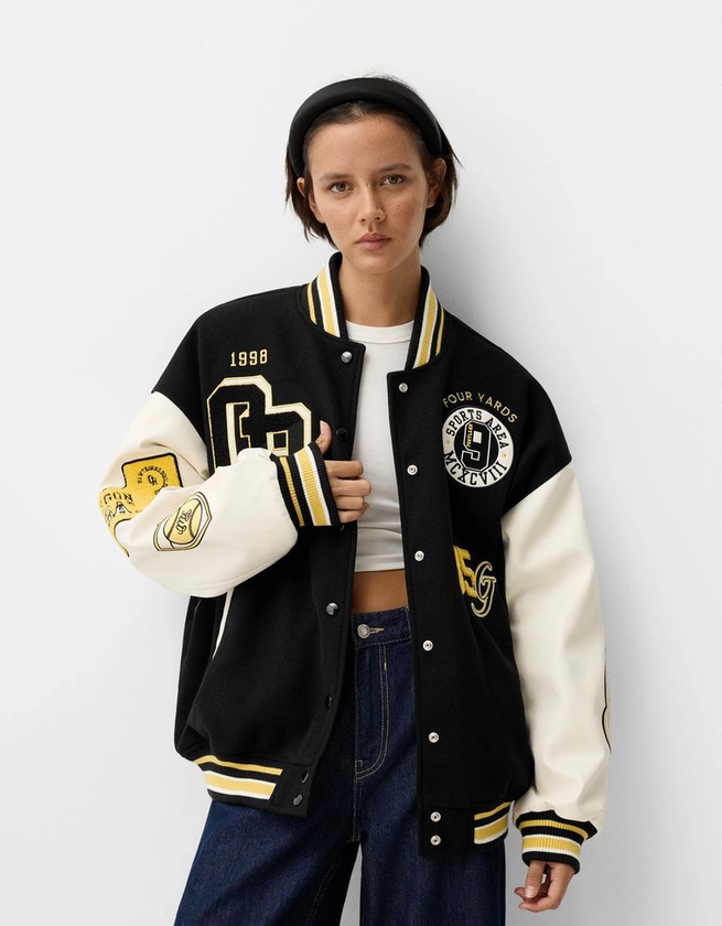 Blouson varsity manches contrastantes