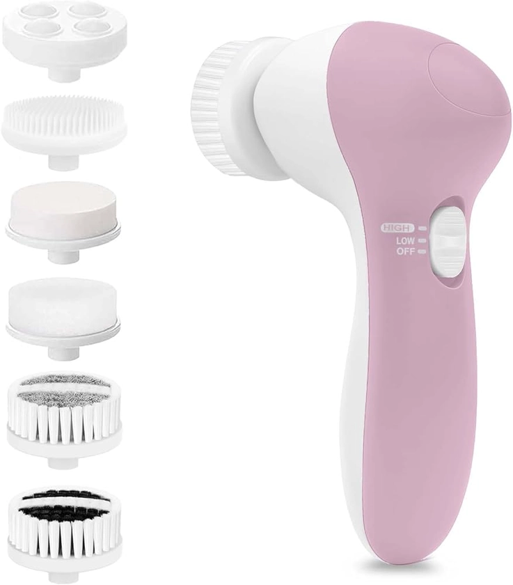 Facial Cleansing Brush Face Scrubber: CLSEVXY Electric Face Spin Cleanser Brushes with 6 Brush Heads for Deep Cleansing, Gentle Exfoliating, Removing Blackhead, Massaging