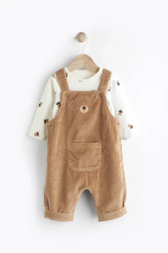 Buy Tan Bear Baby Corduroy Dungaree And Bodysuit Set (0mths-2yrs) from the Next UK online shop