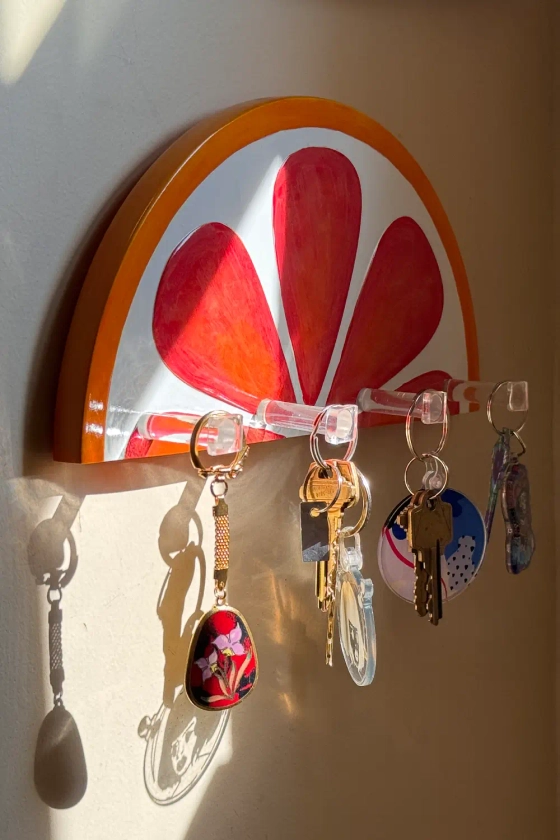 Blood Orange Slice Key Holder Wall Mount