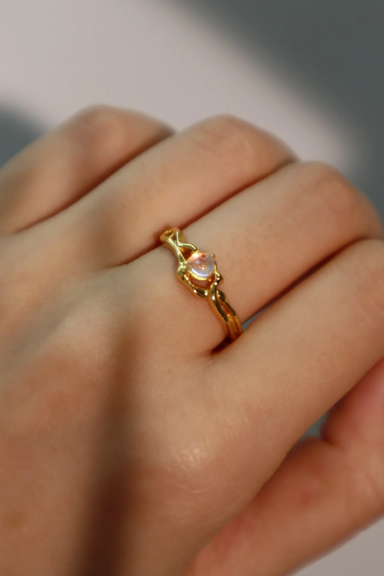 18K Gold Vermeil Moonstone Ring