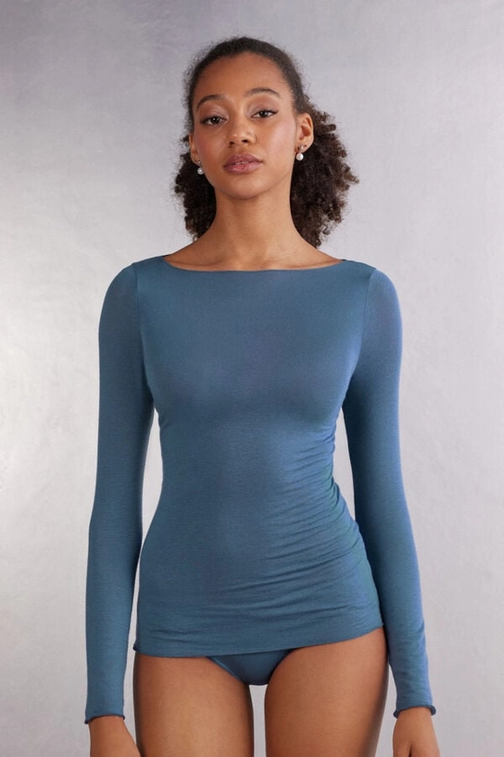 Boat Neck Modal Cashmere Ultralight Jumper - Intimissimi