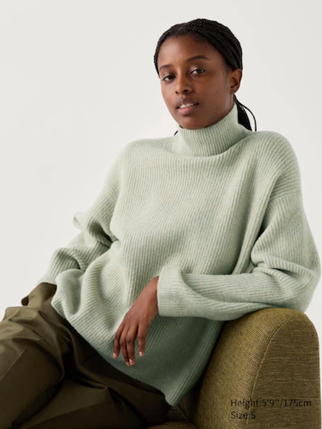 Pull en en Maille Soufflée Yarn Col Montant pour Femme | UNIQLO FR