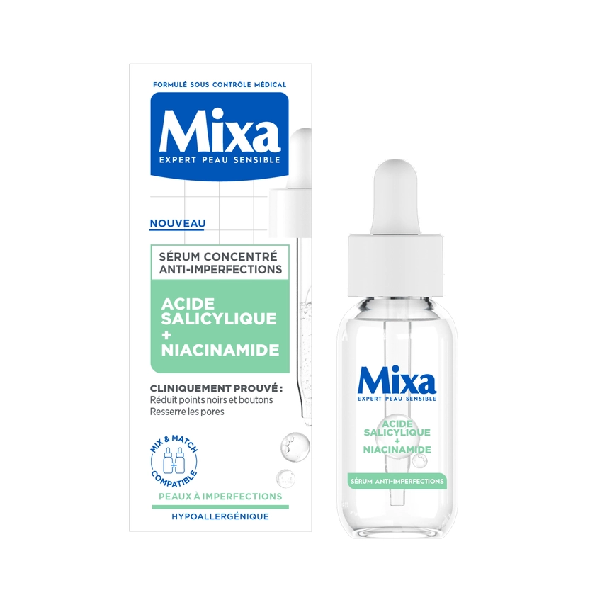 Mixa Sérum Concentré Anti-imperfections à l'acide salycilique et niacinamide | Mixa