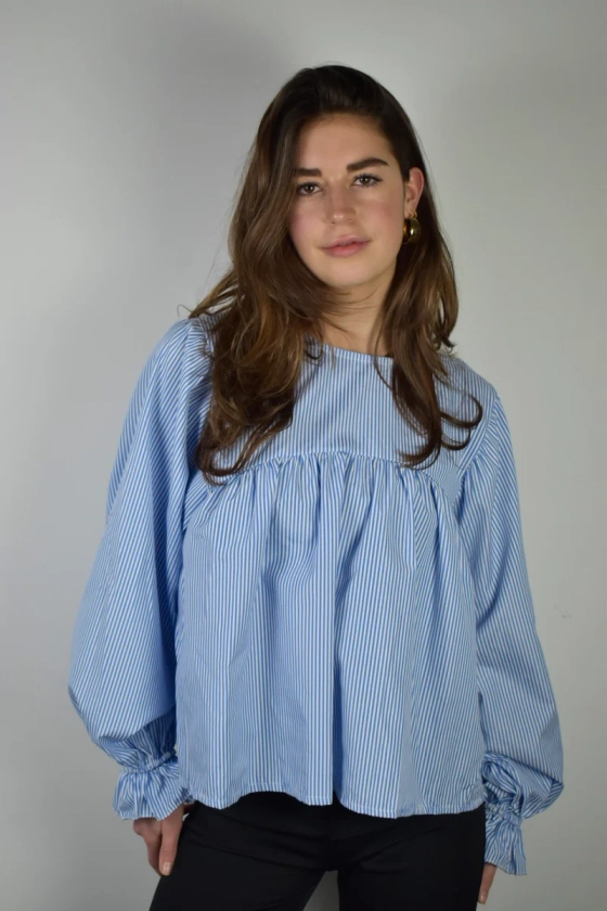 Striped blouse - blauw wit
