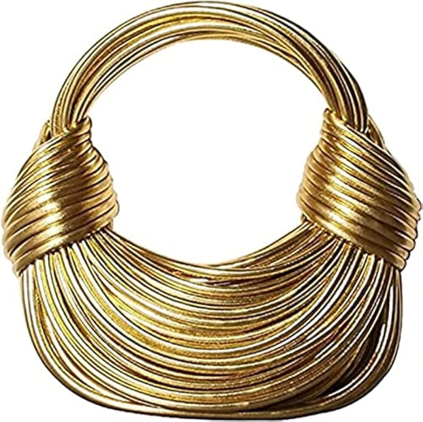 Amazon.com: Hand-Woven Bread Women's Clutch Top Handle Satchel Shoulder Crossbody Creative Noodles Purses Underarm Bag Handbag (Gold) : Clothing, Shoes & Jewelry