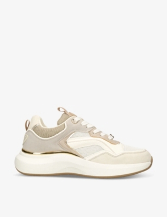 Leila faux-leather and mesh low-top trainers
