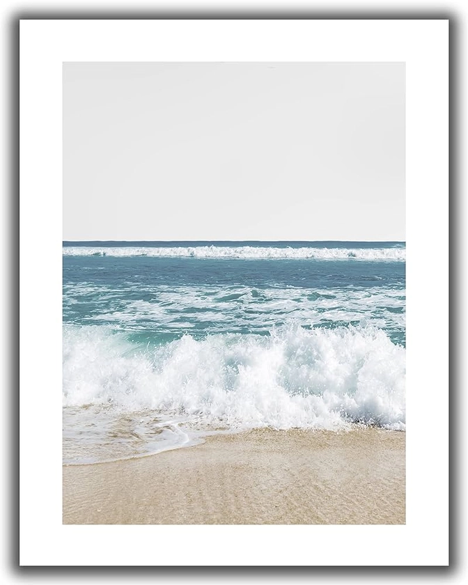 Amazon.com: Beach Photo No.13 Wall Art Print. 11x14 UNFRAMED Modern Photography Coastal Nautical Ocean Decor. Tan Sand, White Waves, Blue Ocean : Handmade Products