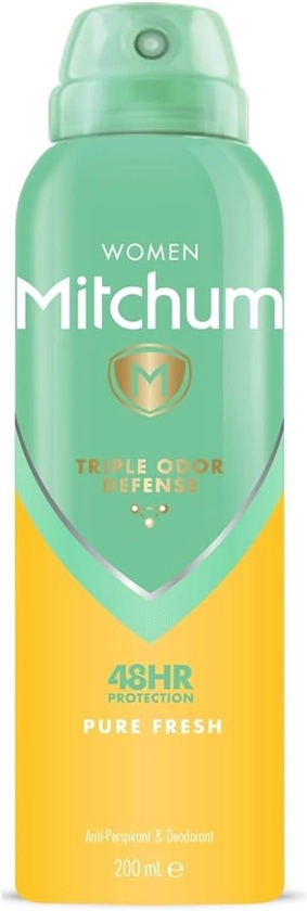 Revlon Mitchum Women Triple Odor Defense 48HR Protection Aerosol Deodorant & Anti-Perspirant, Pure Fresh, 200 ml